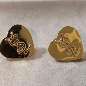 Authentic Yves Saint Laurent (YSL) Gold Heart Earrings
